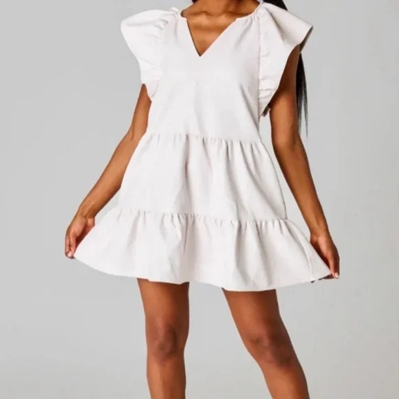 Ronnie Ruffle Sleeve
Short Dress - Powder -
S / White / Solids - Picture 4 of 4